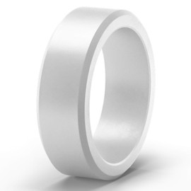 ThunderFit Silicone Rings for Men, Flat Top Angled Edge Rubber Wedding Bands 9.8mm Wide 2mm Thick - 1/4/7 Variety Multipack (White - Size 9.5-10 (19.8mm))