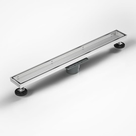 Bochni Linear Shower Drain 24" with PVC Drain Base | Brushed 304 Stainless Steel | Tile Inserted | Fast Drainage | Stainless Floor Drain Grate | Hair Strainer | Drain Key | Bathroom Upgrade