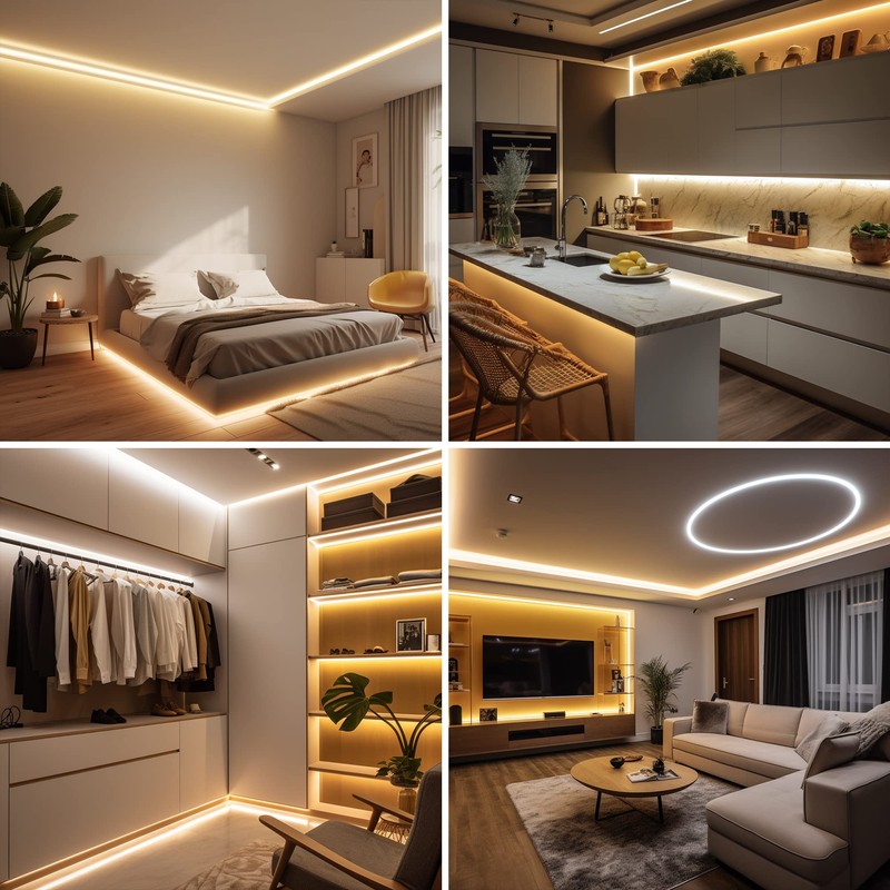 AXMOTUT COB LED Strip Lights with Remote, 24V 9.84ft Warm