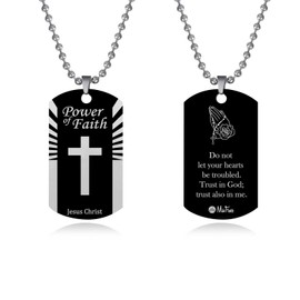 MiiFort Necklaces Gift for Men Dad Brother Boyfriends Women Girlfriend Sister Family Black Dog Name Tag Military Army Religion Style Engraved Bible Verses Jesus Christ Valentine Birthday