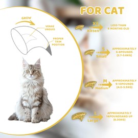 IRWU Cat Nail Caps with Glue - 20pcs Pet Kitten Cat Claw Caps Cat Claw Covers for Small Medium Large Cats - Crystal Gold M