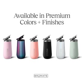 BrüMate 12oz Insulated Champagne Flute With Flip-Top Lid - Made With Vacuum Insulated Stainless Steel (Glitter Rose Gold)