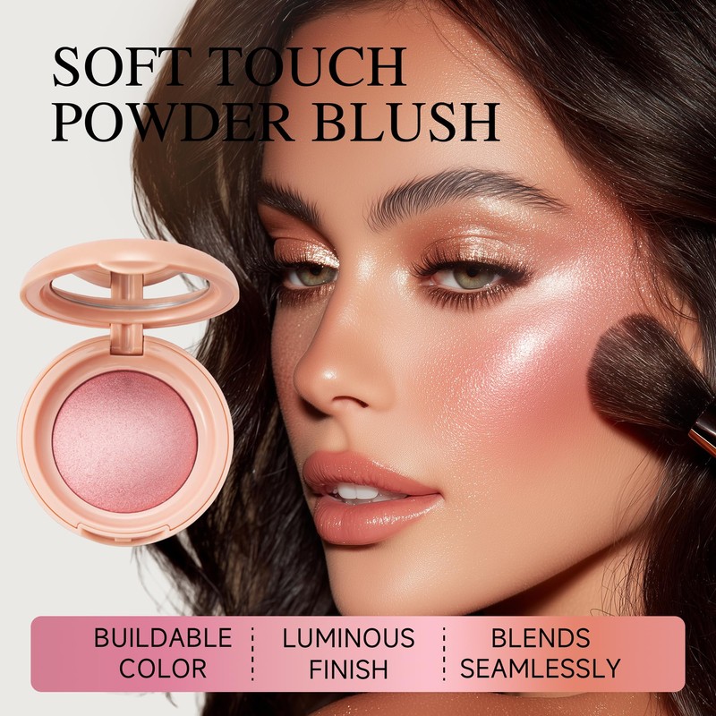 PHOFAY Luminous Blush Powder-Multi-Use Formula, Ultra-Fine & Smooth, Longer-Lasting Wear