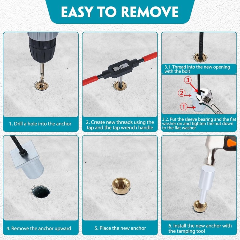 Zylorix One-Stop Pool Anchor Removal Tool Kit with 5 PCS