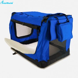 PETSWORLD Folding Soft Dog Crate, Indoor & Outdoor Pet Home, Oxford and metal frame, Indoor & Outdoor Protection, Blue Flow Crate 20 x 12 x 12 inch