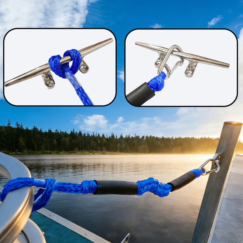 Boat Docking Lines with Clip- 2ft Shock Absorbing Boating Mooring