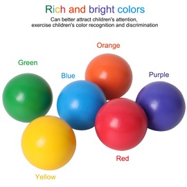 SHIERDU Wooden Rainbow Ball, 6 Colorful Wooden Ball Toys, Suitable for Toddlers and Babies to Grip, Rainbow Ball and Rainbow Stacker Matching