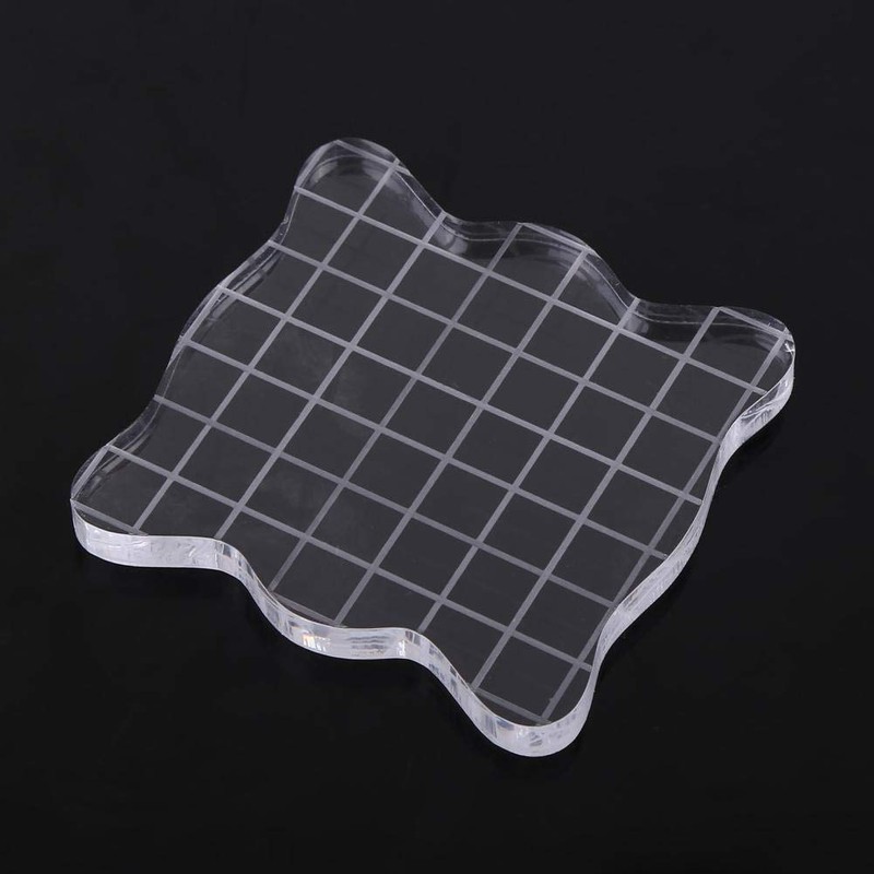 Stamp Block, Transparent Acrylic Stamping Blocks with Grid Lines, Clear