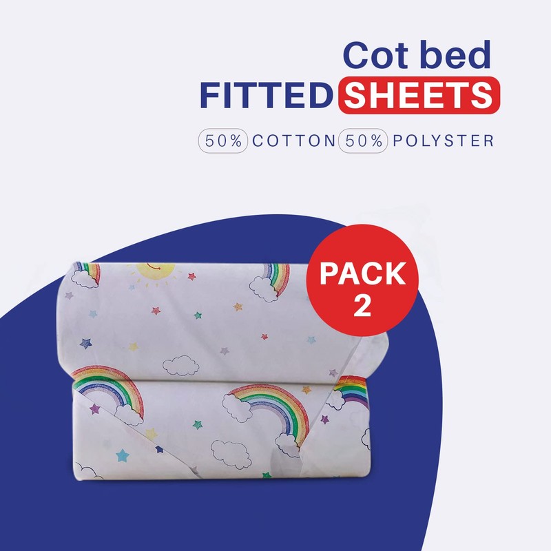 DTEX HOMES 2 x Cot Bed Sheets Super Soft Breathable