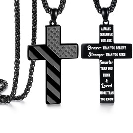 SAM & LORI Son Gifts from Mom Birthday Gift Cross Necklace for Men Teen Boys Ideas Teenage Boy 16 18 Graduation Gifts for Him Christmas Valentines Stocking Stuffers Easter