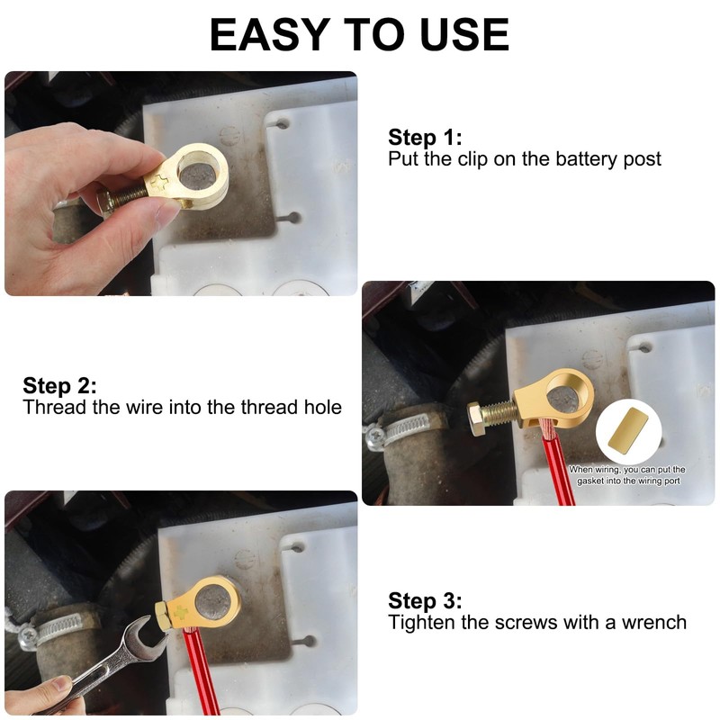 Linkstyle 4 PCS Pure Copper Battery Terminal Connection Clips, Positive