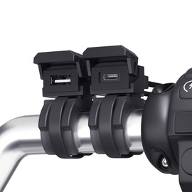 Motorcycle Phone Charger, 2025 New Dual Port 30W USB-C & 18W USB-A Compact Charger for Motorcycle, Waterproof QC3.0 Fast Charger ATV Accessories