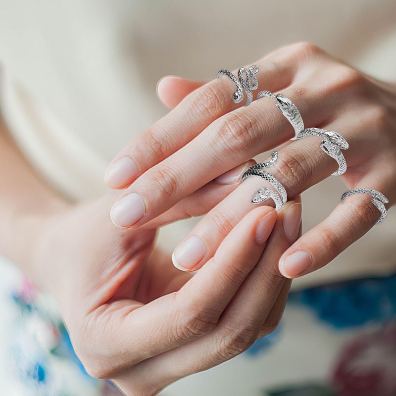 5-Piece Snake Ring, Open Adjustable Ring, Unique Ring, Snake Ring