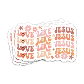 3PCs Love Like Jesus Sticker, Christian Faith Stickers, Catholic Religious Bible Verse Waterproof Vinyl Stickers for Laptop Water Bottle Phone Journal Notebook, God Worship Scripture Decals 3 Inches