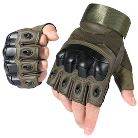 WTACTFUL Tactical Gloves for Men, Summer Motorcycle Cycling Motorbike Driving Riding Hunting Outdoor Work Fingerless Half Finger Gloves Men Women Green XL