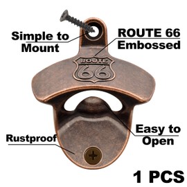 HAIICEN Antique Copper Beer Opener Wall Mount, Vintage Route 66 Mountable Bottle Cap Opener for Home Bar Kitchen