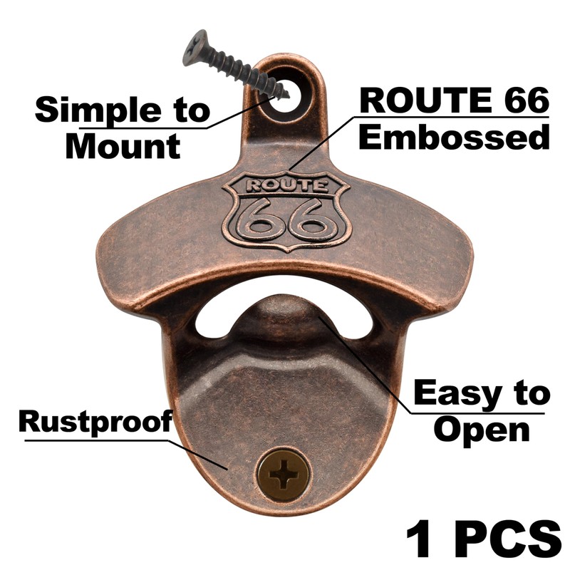 HAIICEN Antique Copper Beer Opener Wall Mount, Vintage Route 66