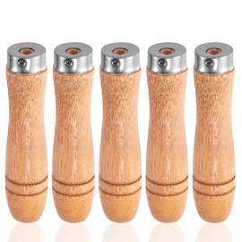 MOLILON 5pcs Wooden File Handle with Strong Metal Collars, Large Wood Handle for 10"-12" File, Screwdriver Hand Drill File Handle Cutting Tool Craft - Aperture 6mm/0.236"