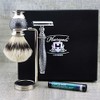 Men's Shaving Set - Antique Silver 3 Piece - Silver