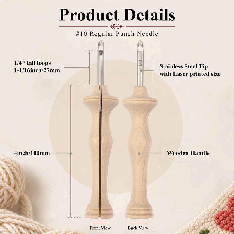 Oxford Punch Needle Regular Natural Wood 6mm - 1pc