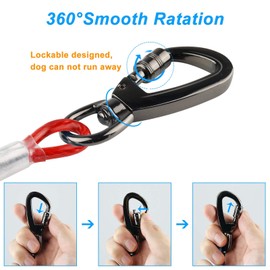 Dog Tie Out Cable with 360° Swivel Lockable Hook and PVC Coating, 10ft 15ft 20ft 25ft 40ft 60ft 120ft Reflective Dog Lead Line, Galvanized Steel Wire Rope for Small Medium Pet Up to 60, 120, 250 lbs