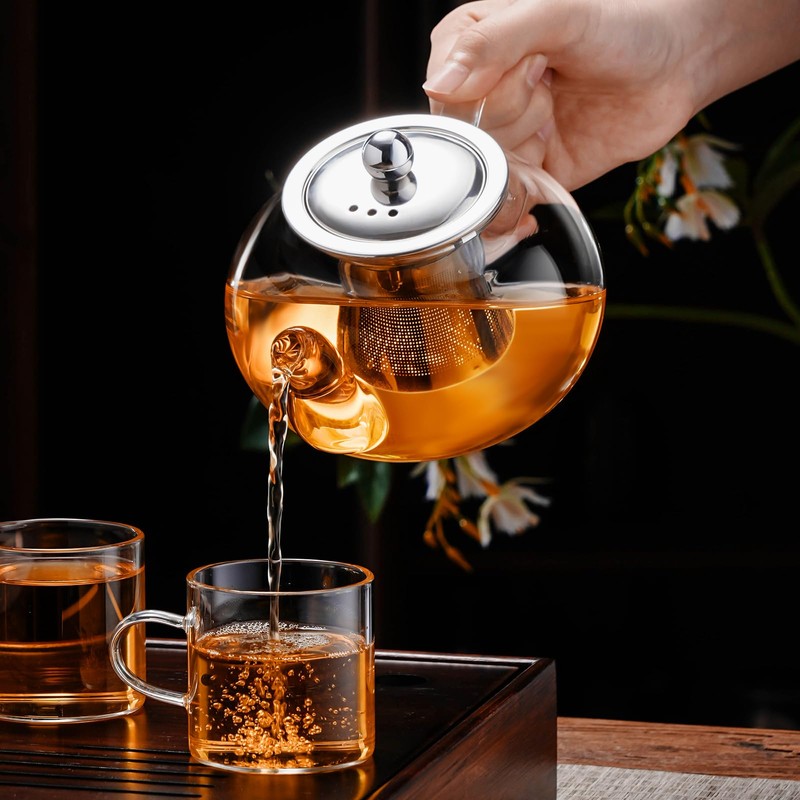 PARACITY Glass Teapot Stovetop 20 OZ/600ml, Tea pot with Removable