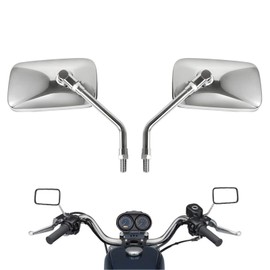 10 mm Bolt Chrome Motorcycle Universal Handlebar Rear view Side Mirrors Compatible with Harley Kawasaki Suzuki Aprilia Street Bike Cruiser Scooter Mirror SIZE: 125mm X 70mm (Chrome Silver)