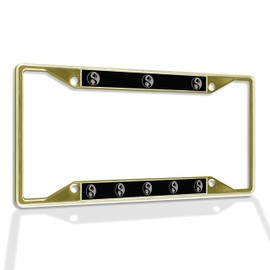 Fastasticdeals Metal Insert License Plate Frame Yin Yang Dog Paw Silver Weatherproof Car Accessories Gold 4 Holes Solid Insert