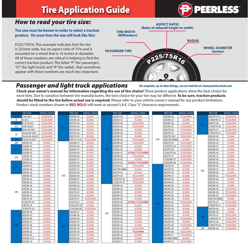 SCC TC2111MM Radial Chain LT Cable Tire Traction Chain for