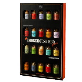 Kiri & Sons Smokehouse BBQ Gourmet Grilling Spice Set | 20-Set | Glass Bottle Seasonings, Grill Seasoning Flavors Include Caribbean, Jamaican Jerk, Jalapeno Rub, Montreal, Cajun Chili Garlic & More