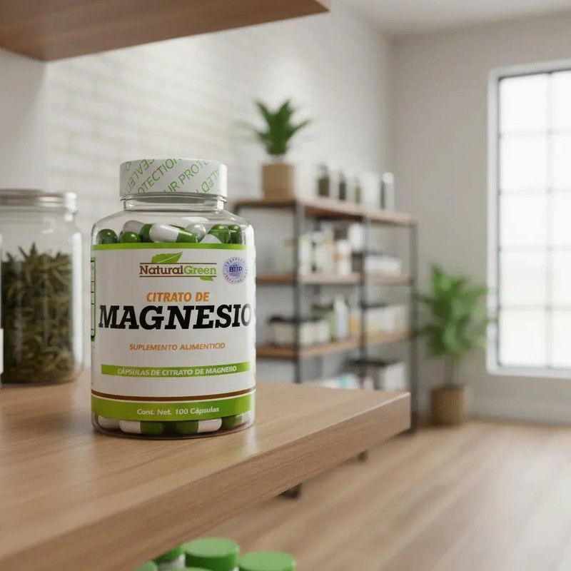 Citrato de Magnesio Natural Green 500mg - 100 Cápsulas Veganas