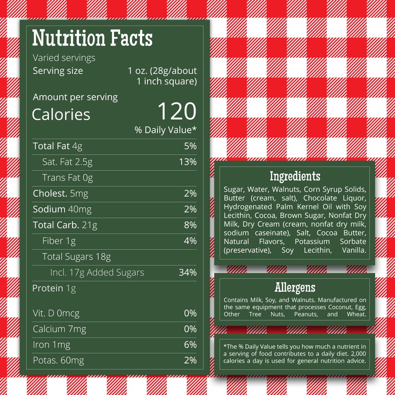 Valley Fudge, Chocolate Walnut, Fresh Artisan Fudge, Real Butter, Gourmet