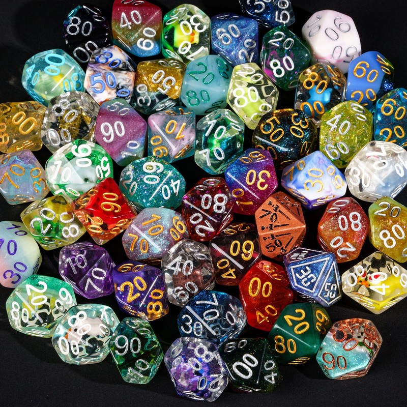 HDdais 10 Pack of D% Dice Random Color D00 Polyhedral