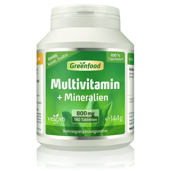 Multivitamin + Minerals, 800 mg, High Dose, 180 Tablets -