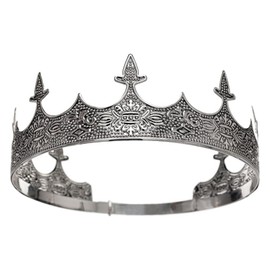 King Crown for Men Crowns Tiara for Birthday Party Costume (Antique Silver King's Crown)