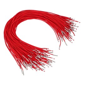 PATIKIL Elastic Barbed Cord 17.7 Inch / 450 Mm, 100 Pcs 2mm Loop Stretch Round String with Metal Barb Fasteners for Hats Masks Menus Crafting Book, Red