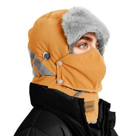 Sukeen Trapper Hats Windproof Winter Hat Water Repellent‌ Warm Hat Lightweight Earflap Hat with Mask for Cold Snow Weather