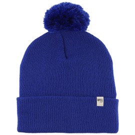 Minus33 - Gorro de punto de peso medio, 100% lana merina, gorro de invierno con pompones, Azul Real, Talla única