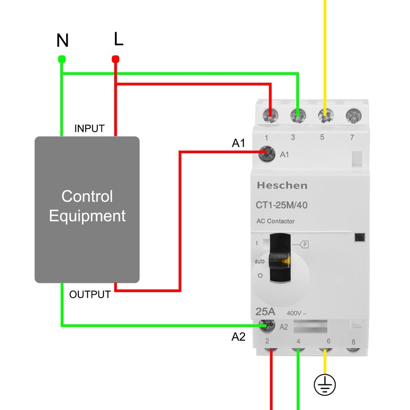 Heschen Modular Household AC Contactor, CT1-25M/40, 25A, 4 Pole, 4NO,