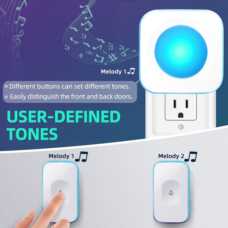 Wireless Doorbell Waterproof 1200 feet Door Bell with 2 Buttons