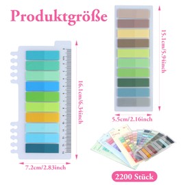 Pack of 2200 Sticky Notes, Sticky Notes Book Tabs Post It Pastel Transparent Sticky Notes Post its Small Index Tabs Sticky Markers Page Marker Pastel Notes Books Accessories