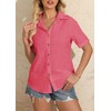 ZAAYO Womens Washed Cotton Blouse Button Down V Neck Shirts