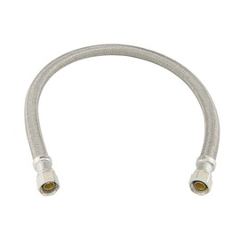 EZ-Fluid Plumbing 20" x 3/8" Female Compression To 3/8 Inch Female Comp. Stainless Steel Braided Faucet Connector Line Extension,Faucet Extension Supply Hose Connector Lines,Fits 3/8"Comp Male(1-Pack)