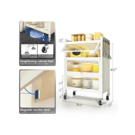 Unbranded 4 Tiers Storage Cabinet Kitchen Appliance Cabinet Kitchen Pantry - White