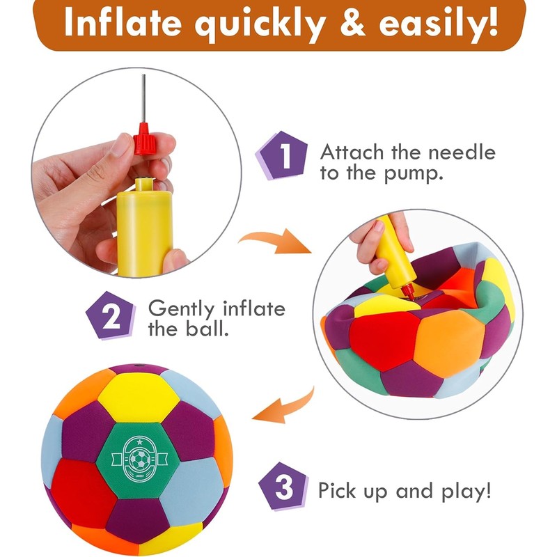 LINKBOY Multicolor Soft Indoor Soccer Ball for Toddlers, Size 4