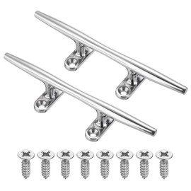 PATIKIL 5 Inch Boat Dock Cleats, 2 Pack 316 Stainless Steel Marine Open Base Dock Cleats Rope Cleat with Fasteners for Boat Deck Kayaks Nautical Decor Hook, Silver