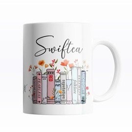 Taza de cerámica de 325 ml para café, apta para microondas, diseño Swiftea para fans de T.Swift - diseño divertido, taza para té o café