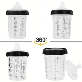 Machgrin Paint System Disposable Paint Spray Gun Cup Liners and Lid System, 180ml 50 Pack Kit 50 Cup Liners, 50 Lids with Strainer, 1 Hard Cup with Retainer Ring and 20 Plugs (6 Ounce Cup Kit)