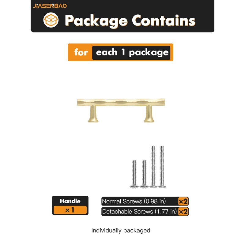 JIASENBAO Brushed Gold Cabinet Pulls 3" Hole Center 20 Pack