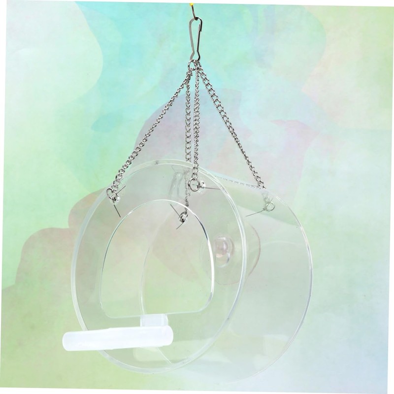VILLFUL Round Hanging Bird Feeder Transparent Acrylic Feeding Bowl for